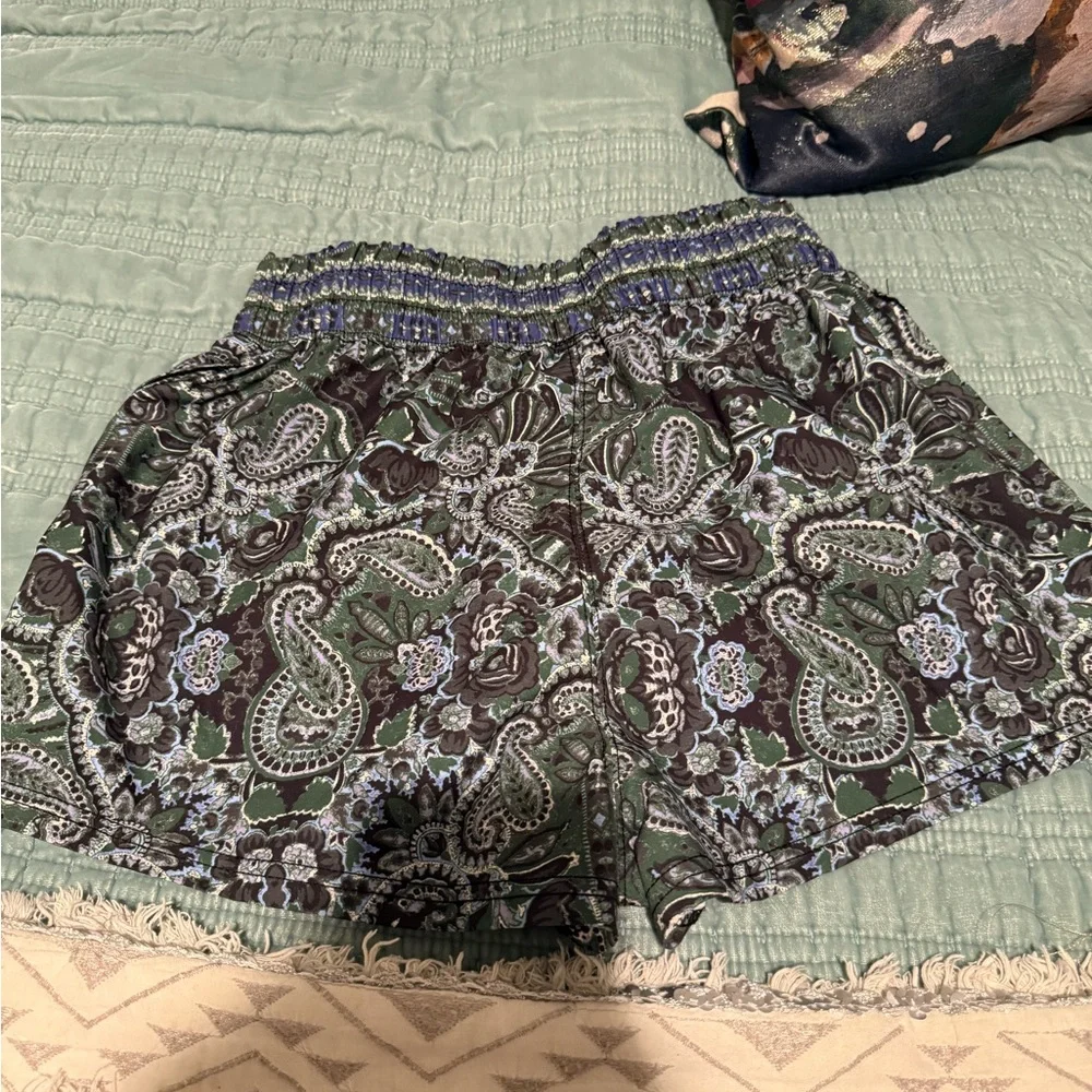 FP Movement by Free People Green Paisley Athletic Shorts